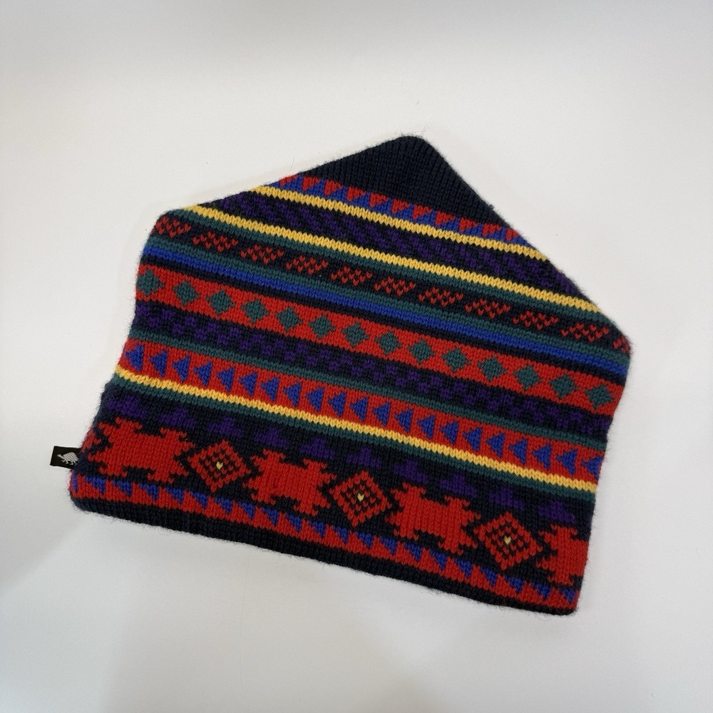 Vintage Turtle Fur USA‎ Vermont Pointy Ski Hat Navy Geometric Pattern Outdoor